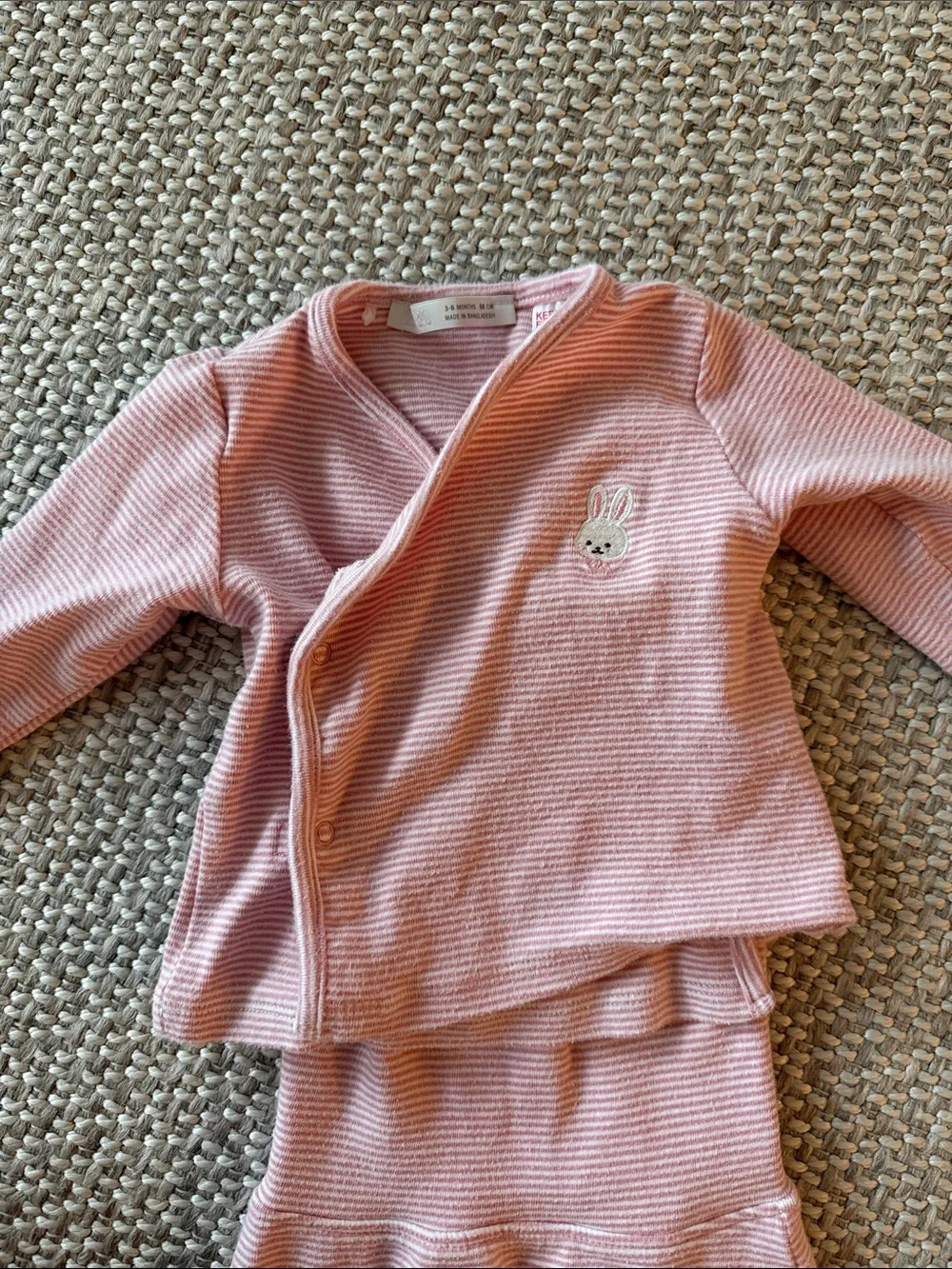 ZARA baby girl set 3-6m striped bunny